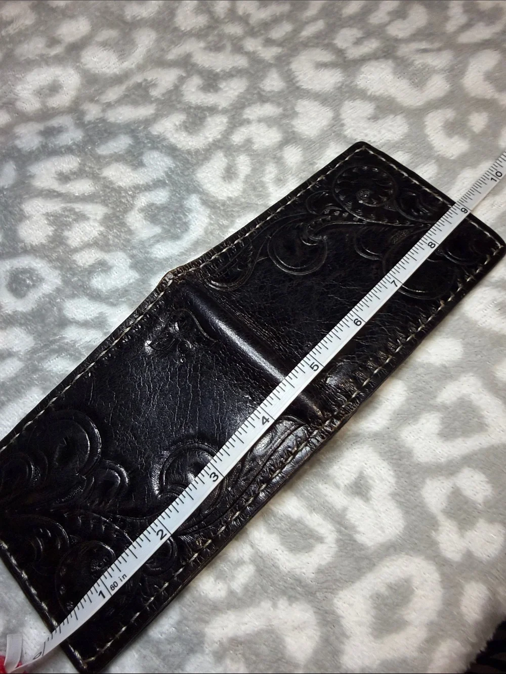 Classic Embossed Leather Bifold Wallet - Black